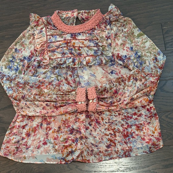 Anthropologie Ranna Gill Pink Floral Belle Blouse Size Small - Picture 5 of 14
